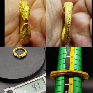 22k karat Gold Antique animal Crocodile lucky Roman Finger Ring 65 3