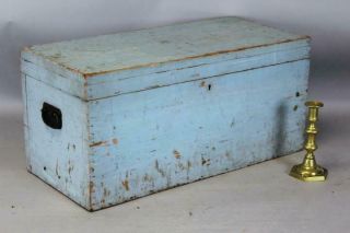 A Rare 19th C Ct Blanket - Storage Chest In Great Old Powder Blue Paint
