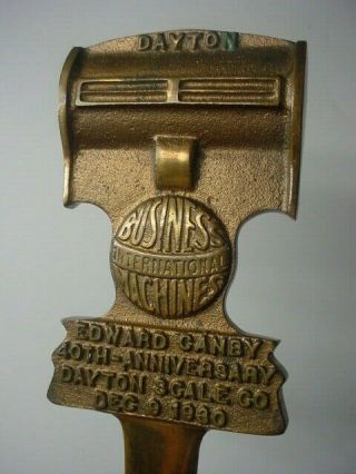 Antique Dayton Scale Co.  Ibm 40th Anniversary Brass Letter Opener 1930 Rare
