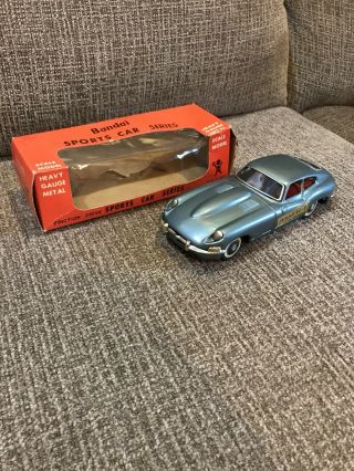 Vintage Japan Tin Bandai Jaguar Xk - E Blue Toy Car W/box