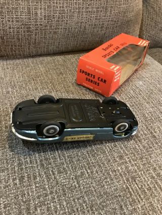 Vintage Japan Tin Bandai Jaguar XK - E Blue Toy Car w/Box 3