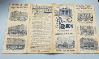 1897 The Pictorial Plan Of London Enlarged Ed Cha Baker & Cos Stores Add Lito