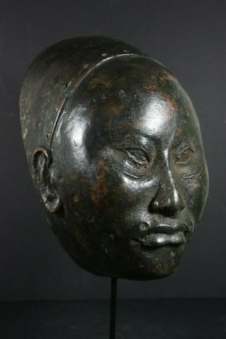 Life size IFE bronze African ONI Queen mask - Nigeria Benin,  TRIBAL ART 2