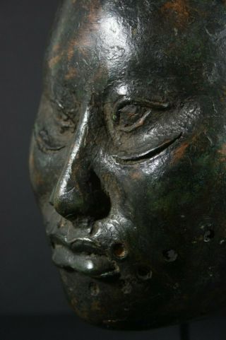 Life size IFE bronze African ONI Queen mask - Nigeria Benin,  TRIBAL ART 3