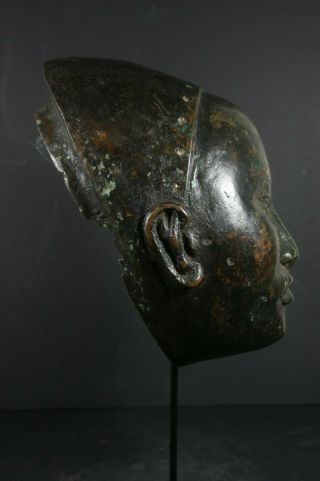 Life size IFE bronze African ONI Queen mask - Nigeria Benin,  TRIBAL ART 6