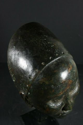 Life size IFE bronze African ONI Queen mask - Nigeria Benin,  TRIBAL ART 7