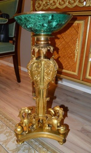 French 19th C.  Ormolu Pedestal With Later Malachite Bowl