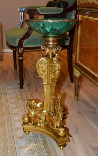 French 19th c.  ormolu pedestal with later malachite bowl 2