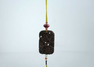 A Chinese Agarwood ' Gourd and Bat ' Pendant 6