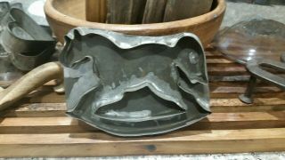 OLD ANTIQUE TIN ROCKING HORSE COOKIE CUTTER.  AAFA 6