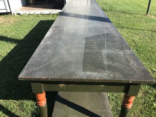 Wonderful Large 12 Foot 11 Inch Farm Country Store Counter Table Old Paint 5