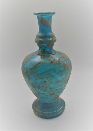 Ancient Roman Aqua Blue Glass Urgentarium Vessel Circa 200 - 300ad