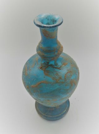 ANCIENT ROMAN AQUA BLUE GLASS URGENTARIUM VESSEL CIRCA 200 - 300AD 2