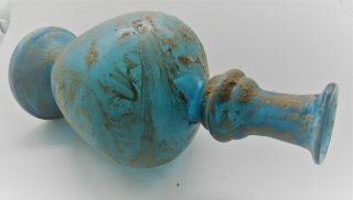 ANCIENT ROMAN AQUA BLUE GLASS URGENTARIUM VESSEL CIRCA 200 - 300AD 3