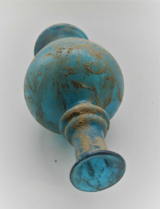 ANCIENT ROMAN AQUA BLUE GLASS URGENTARIUM VESSEL CIRCA 200 - 300AD 4