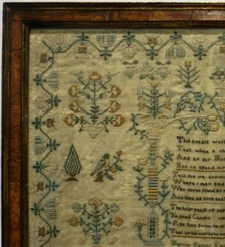 EARLY 19TH CENTURY MOTIF & VERSE SAMPLER BY MATILDA PARKER AGED 10 - 1829 4