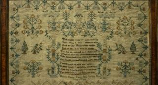 EARLY 19TH CENTURY MOTIF & VERSE SAMPLER BY MATILDA PARKER AGED 10 - 1829 9