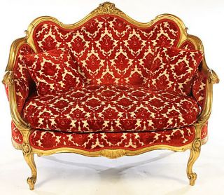 Antique 19th Century Italian Rococco Gilt Wood Carved Settee