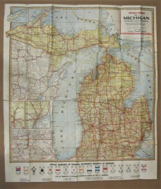 1919 Kenyon ' s Highway Census Pocket Map of Michigan Auto Trails & East Wisconsin 3