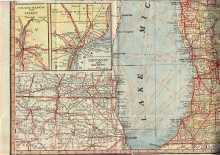1919 Kenyon ' s Highway Census Pocket Map of Michigan Auto Trails & East Wisconsin 7