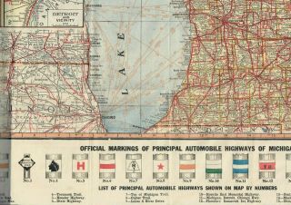 1919 Kenyon ' s Highway Census Pocket Map of Michigan Auto Trails & East Wisconsin 8