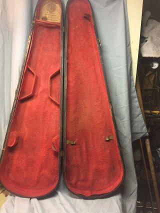 Vintage Antique Gsb Wood Coffin Fiddle Violin Case - -