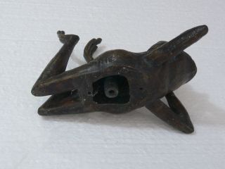 Rare Antique Small Bronze Lazy Frog Fountain Pond Spitter Marked ME 5