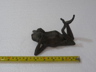 Rare Antique Small Bronze Lazy Frog Fountain Pond Spitter Marked ME 7