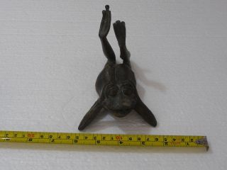 Rare Antique Small Bronze Lazy Frog Fountain Pond Spitter Marked ME 8