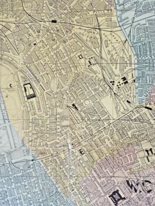 c1885 Bacon Map London Street Plan Detailed Old Antique 11