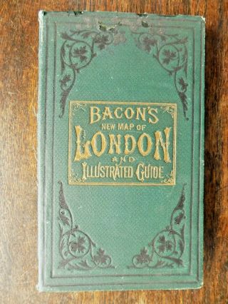 C1885 Bacon Map London Street Plan Detailed Old Antique