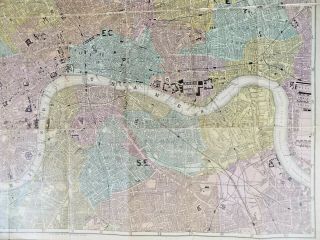 c1885 Bacon Map London Street Plan Detailed Old Antique 5