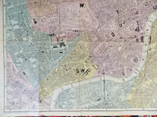 c1885 Bacon Map London Street Plan Detailed Old Antique 7