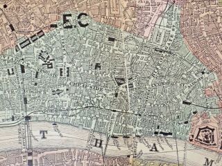 c1885 Bacon Map London Street Plan Detailed Old Antique 9