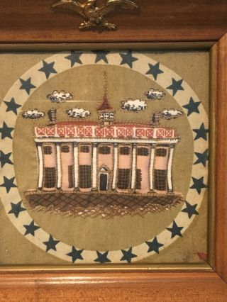 Framed Antique Vintage American,  george Washington,  Samplers,  needlework 3