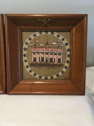 Framed Antique Vintage American,  george Washington,  Samplers,  needlework 4