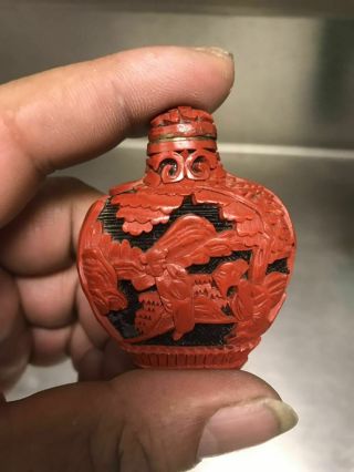 Chinese Antique Red Lacquered Snuff