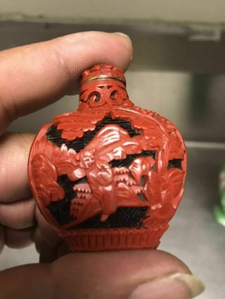 Chinese Antique Red Lacquered Snuff 2