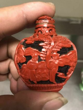 Chinese Antique Red Lacquered Snuff 3