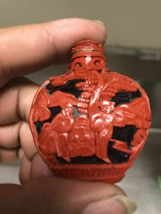 Chinese Antique Red Lacquered Snuff 4