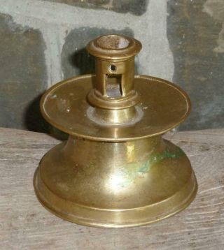 16th,  17th Century C Brass Capstan Candlestick Early Antique Lighting Spanish