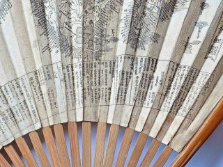 19thC? World Map Fan Oriental Old Vintage Antique? Japanese? Japan China 7