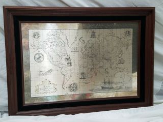 Royal Geographical Society Sterling Silver Map - Franklin 1976