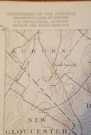 1918 u.  s.  Geological Survey map Freeport Maine sheet 20x16.  5 Brunswick,  Casco Bay 2