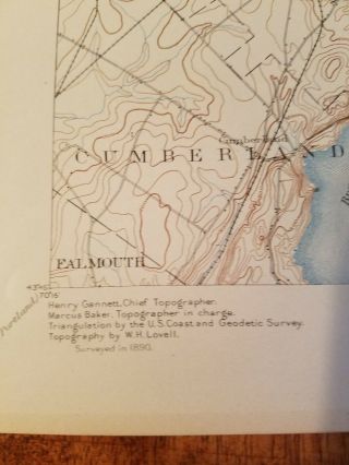 1918 u.  s.  Geological Survey map Freeport Maine sheet 20x16.  5 Brunswick,  Casco Bay 4