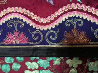 Chinese Early 20th.  C.  Exquisite Hand Embroidered Panel on Rich Purple Silk 9
