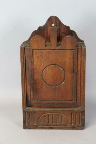 RARE 18TH C SLIDING LID HANGING PIPE BOX DOUBLE LOLLIPOP AND CARVED OLD SURFACE 2