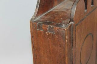 RARE 18TH C SLIDING LID HANGING PIPE BOX DOUBLE LOLLIPOP AND CARVED OLD SURFACE 7