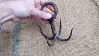Antique Ancient Wrought Iron Hook Blacksmith Hand Forged