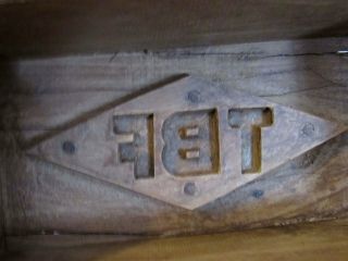 Primitive LG Carved Wood Wooden Farmhouse Brick Butter Mold initials TBF 2